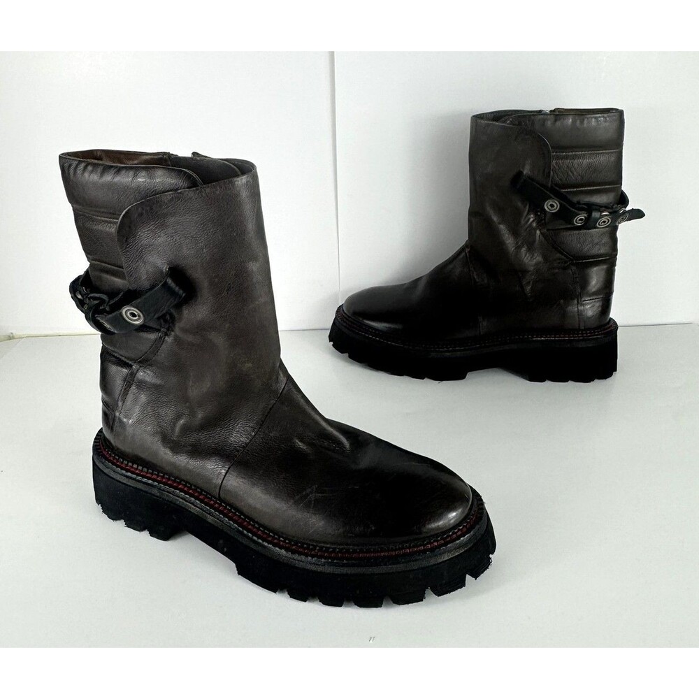 A.S.98 Nule Brown Leather Women's Moto Biker Mid-Calf Boots US 7.5
